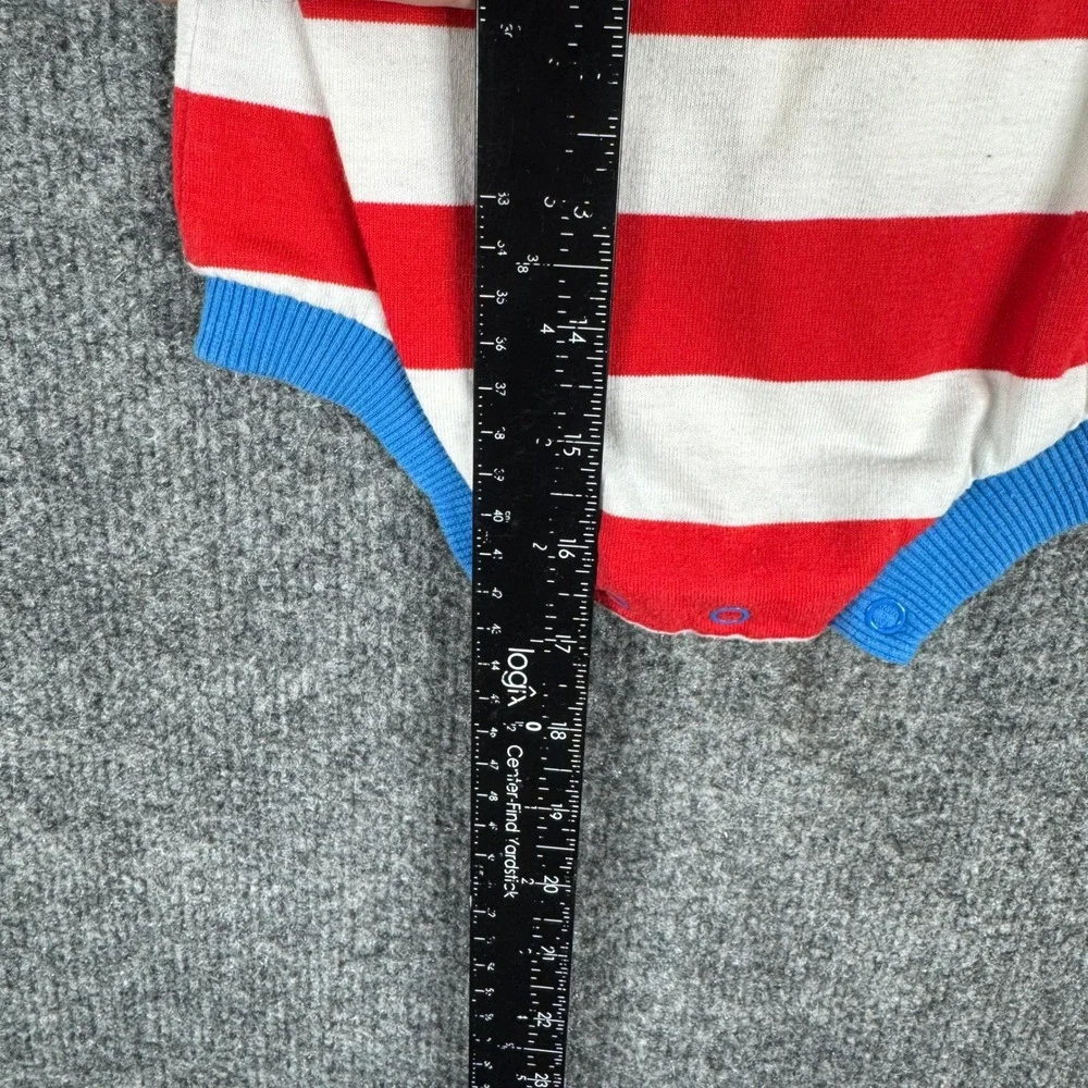 Gymboree Romper Baby Size Small Red White Striped Blue Polo Collar Sailboat Boat